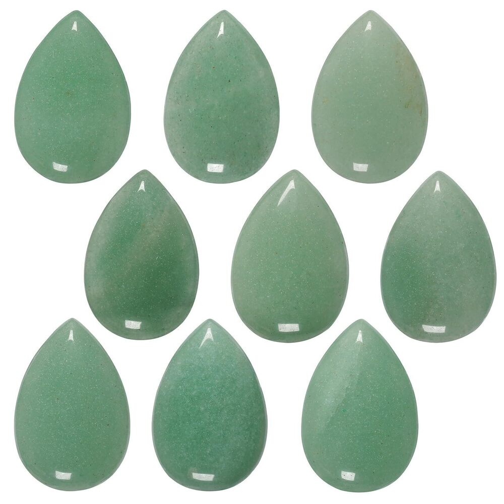 6697 10 PCS Green Aventurine Teardrop Cabochons Flatback Stone Healing